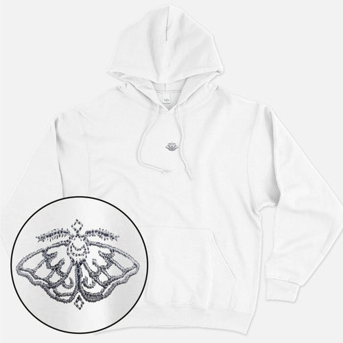 Tiny Moth Embroidered Ethical Vegan Hoodie (Unisex)