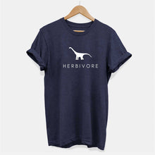 Load image into Gallery viewer, Herbivore Dinosaur Ethical Vegan T-Shirt (Unisex)-Vegan Apparel, Vegan Clothing, Vegan T Shirt, BC3001-Vegan Outfitters-X-Small-Navy-Vegan Outfitters