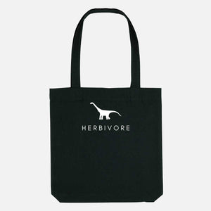 Herbivore Dinosaur Woven Tote Bag, Vegan Gift-Vegan Apparel, Vegan Accessories, Vegan Gift, Vegan Tote Bag-Vegan Outfitters-Black-Vegan Outfitters