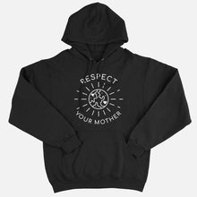 Load image into Gallery viewer, Respect Your Mother Ethical Vegan Hoodie (Unisex)-Vegan Apparel, Vegan Clothing, Vegan Hoodie JH001-Vegan Outfitters-X-Small-Black-Vegan Outfitters