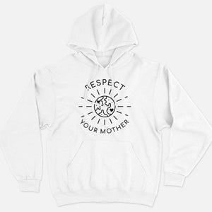 Respect Your Mother Ethical Vegan Hoodie (Unisex)-Vegan Apparel, Vegan Clothing, Vegan Hoodie JH001-Vegan Outfitters-X-Small-White-Vegan Outfitters