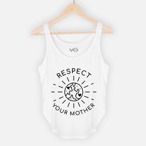Respect Your Mother Women's Festival Tank-Vegan Apparel, Vegan Clothing, Vegan Tank Top, NL5033-Vegan Outfitters-X-Small-White-Vegan Outfitters