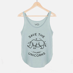 Save The Chubby Unicorns Women's Festival Tank-Vegan Apparel, Vegan Clothing, Vegan Tank Top, NL5033-Vegan Outfitters-X-Small-Green Tea-Vegan Outfitters