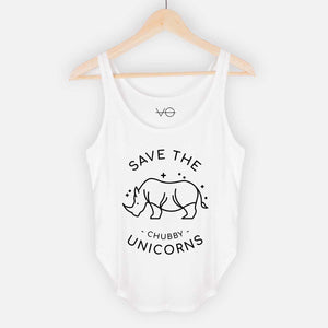 Save The Chubby Unicorns Women's Festival Tank-Vegan Apparel, Vegan Clothing, Vegan Tank Top, NL5033-Vegan Outfitters-X-Small-White-Vegan Outfitters