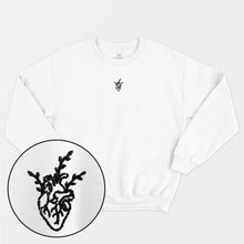 Load image into Gallery viewer, Botanatomy Heart Embroidered Ethical Vegan Sweatshirt (Unisex)