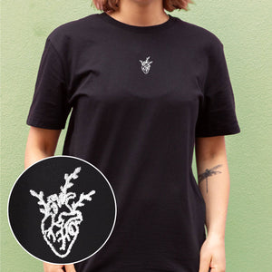 Botanatomy Heart Embroidered Ethical Vegan T-Shirt (Unisex)