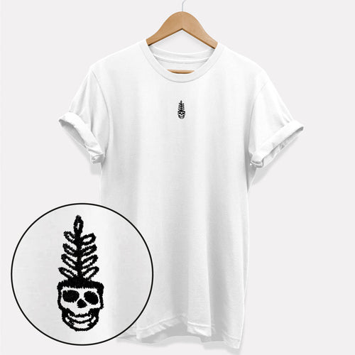T-shirt végétalien éthique brodé de crâne de botanique (unisexe)