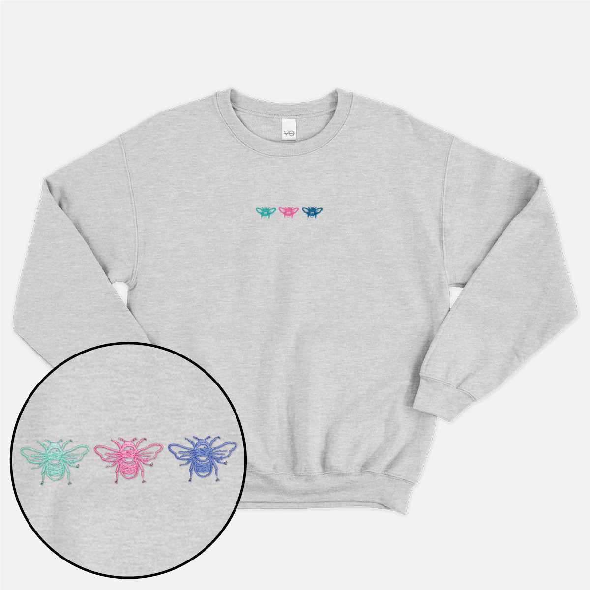 Colourful Bees Embroidered Ethical Vegan Sweatshirt (Unisex) product