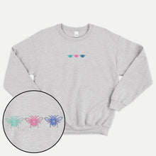 Load image into Gallery viewer, Colourful Bees Embroidered Ethical Vegan Sweatshirt (Unisex)