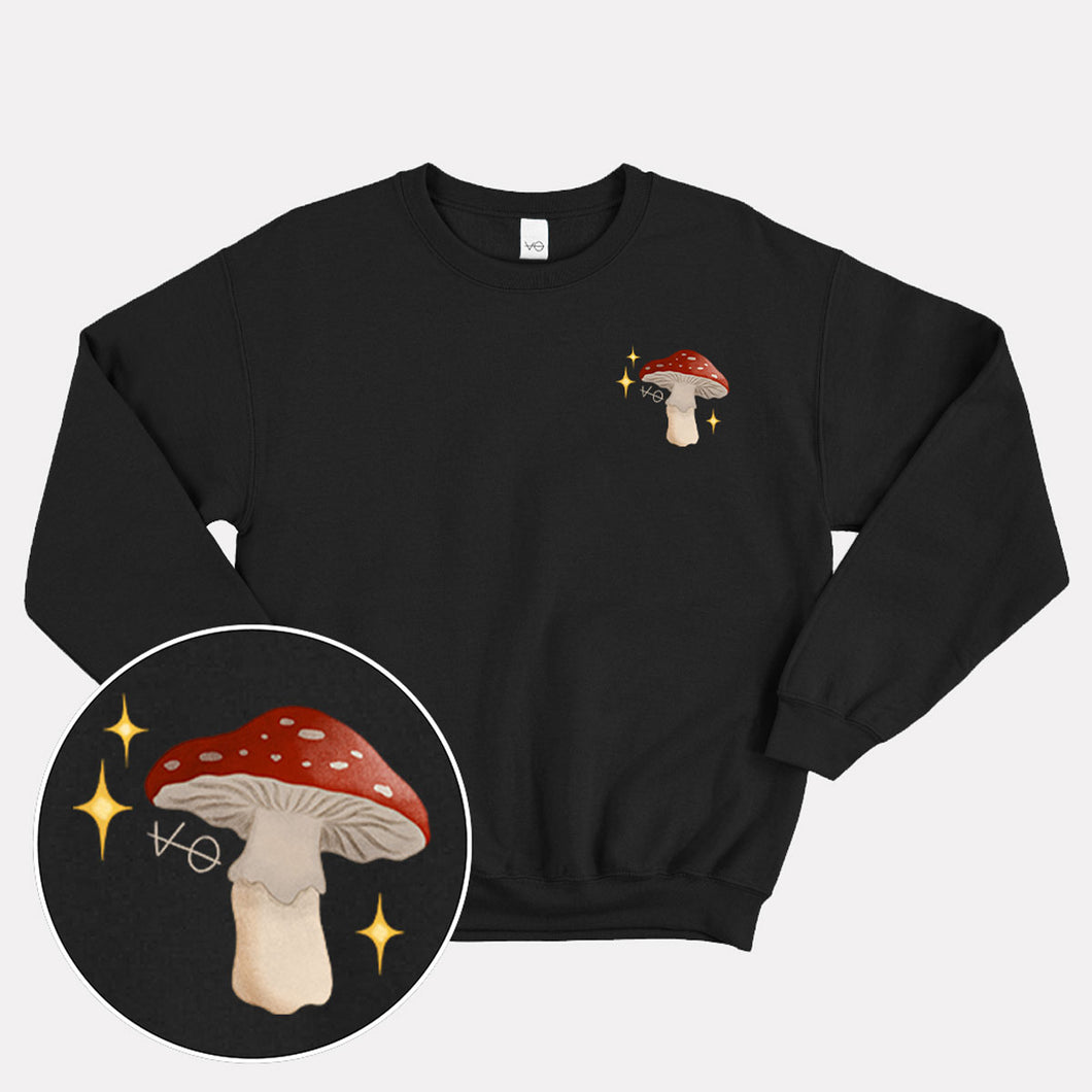 Sweat-shirt végétalien aux champignons de la forêt sombre (unisexe)