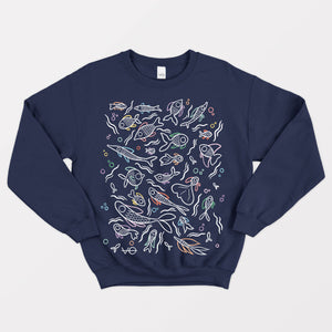 Sweat-shirt végétalien aux champignons de la forêt sombre (unisexe)