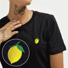 Charger l&#39;image dans la galerie, T-shirt brodé citron (unisexe)