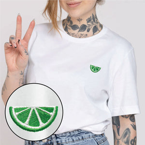 Besticktes Limettenfarbenes T-Shirt (Unisex)