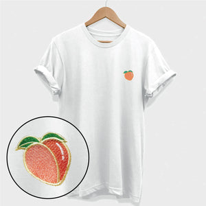 Besticktes pfirsichfarbenes T-Shirt (Unisex)