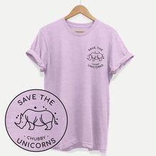 Laden Sie das Bild in den Galerie-Viewer, Save The Chubby Unicorns Corner Ethisches veganes T-Shirt (Unisex)