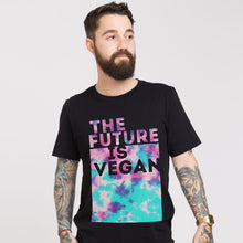 Laden Sie das Bild in den Galerie-Viewer, The Future Is Vegan Tie Dye Print Ethisches veganes T-Shirt (Unisex)
