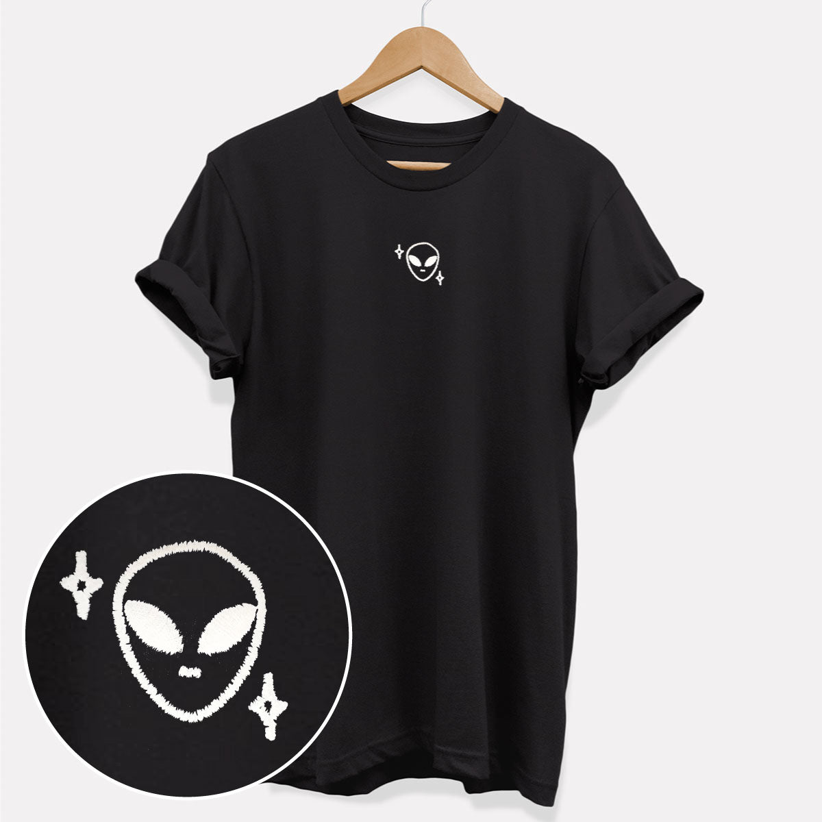Tiny Embroidered Alien Ethical Vegan T-Shirt (Unisex) product