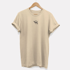 Tiny Embroidered Alien Ethical Vegan T-Shirt (Unisex)