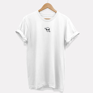 Tiny Embroidered Alien Ethical Vegan T-Shirt (Unisex)