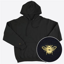 Load image into Gallery viewer, Tiny Embroidered Bumble Bee Ethical Vegan Hoodie (Unisex)