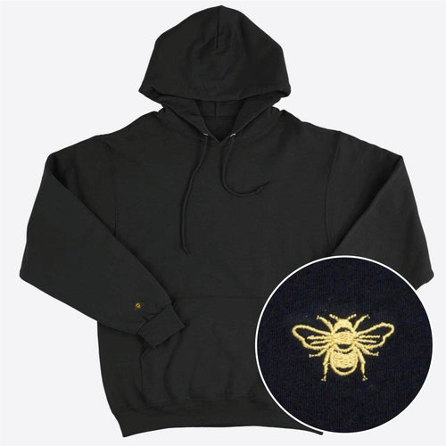 Tiny Embroidered Bumble Bee Ethical Vegan Hoodie (Unisex)