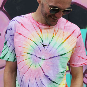 Tiny Embroidered Dino Tie Dye T-Shirt (Unisex)