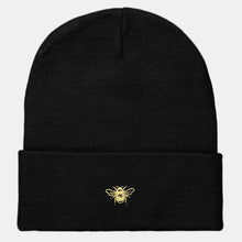 Load image into Gallery viewer, Tiny Embroidered Bumble Bee Cuffed Beanie