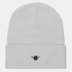 Tiny Embroidered Bumble Bee Cuffed Beanie