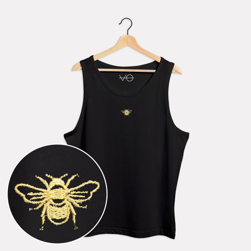 Tiny Embroidered Bumble Bee Tank (Unisex)