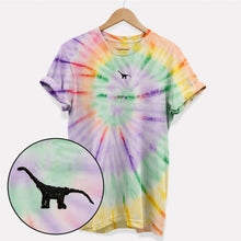 Laden Sie das Bild in den Galerie-Viewer, Winziges besticktes Dino Ethical Vegan T-Shirt (Unisex)