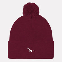 Load image into Gallery viewer, Tiny Embroidered Dino Pom Pom Beanie