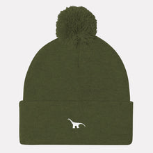 Load image into Gallery viewer, Tiny Embroidered Dino Pom Pom Beanie