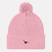 Load image into Gallery viewer, Tiny Embroidered Dino Pom Pom Beanie