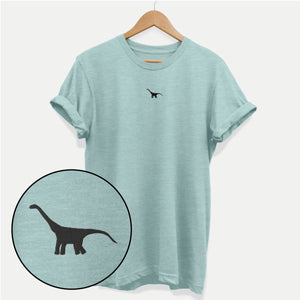 Tiny Embroidered Dino Ethical Vegan T-Shirt (Unisex)