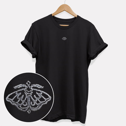 T-shirt végétalien éthique brodé Tiny Moth (Unisexe)