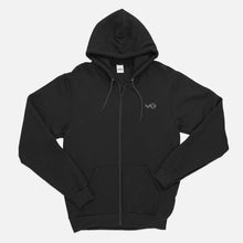 Load image into Gallery viewer, VO Embroidered Zipped Hoodie (Unisex)-Vegan Apparel, Vegan Clothing, Vegan Zoodie JH050-Vegan Outfitters-Small-Black-Vegan Outfitters