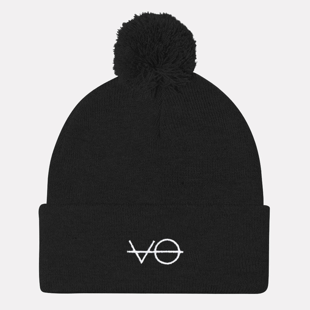 Embroidered Pom Pom Beanie, Vegan Gift