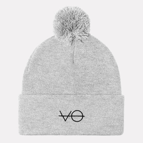 Embroidered Pom Pom Beanie, Vegan Gift