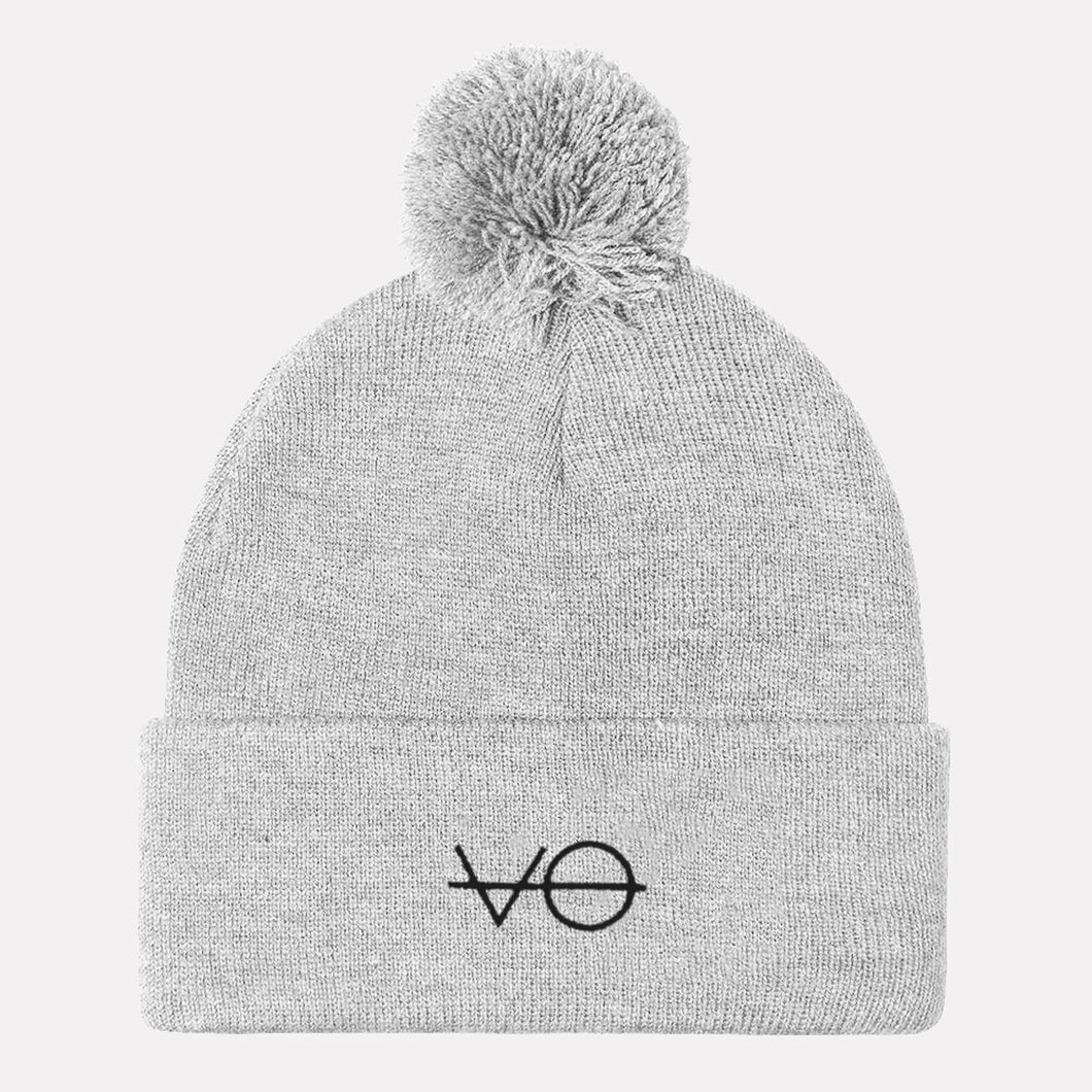 Embroidered Pom Pom Beanie, Vegan Gift