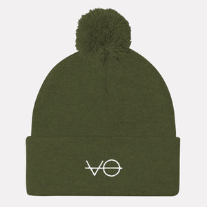 Embroidered Pom Pom Beanie, Vegan Gift