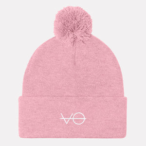 Embroidered Pom Pom Beanie, Vegan Gift