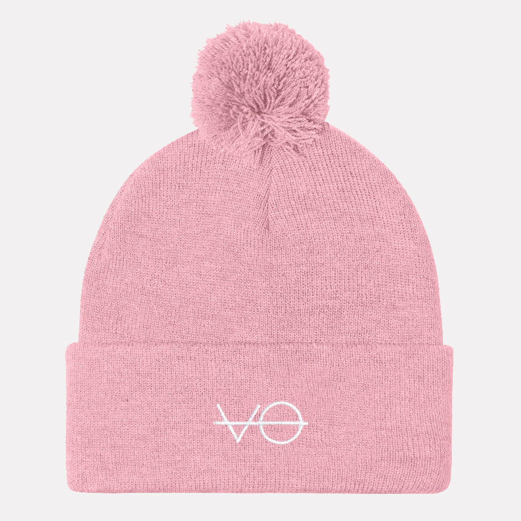 Embroidered Pom Pom Beanie, Vegan Gift