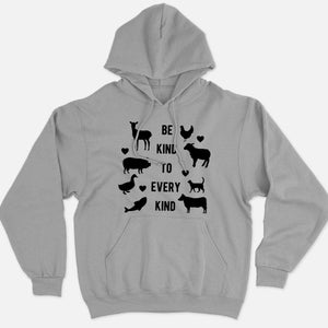 Be Kind To Every Kind Ethical Vegan Hoodie (Unisex)-Vegan Apparel, Vegan Clothing, Vegan Hoodie JH001-Vegan Outfitters-X-Small-Grey-Vegan Outfitters