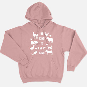 Be Kind To Every Kind Ethical Vegan Hoodie (Unisex)-Vegan Apparel, Vegan Clothing, Vegan Hoodie JH001-Vegan Outfitters-X-Small-Pink-Vegan Outfitters