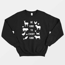 Laden Sie das Bild in den Galerie-Viewer, Be Kind To Every Kind Ethical Vegan Sweatshirt (Unisex)-Vegan Apparel, Vegan Clothing, Vegan Sweatshirt, JH030-Vegan Outfitters-X-Small-Black-Vegan Outfitters