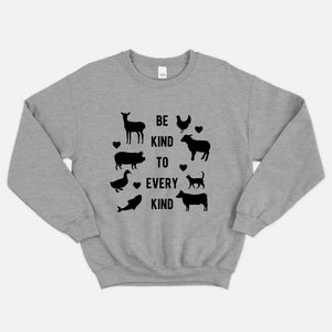 Be Kind To Every Kind Ethical Vegan Sweatshirt (Unisex)-Vegan Apparel, Vegan Clothing, Vegan Sweatshirt, JH030-Vegan Outfitters-X-Small-Grey-Vegan Outfitters