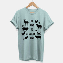Laden Sie das Bild in den Galerie-Viewer, Be Kind To Every Kind Ethical Vegan T-Shirt (Unisex)-Vegan Apparel, Vegan Clothing, Vegan T Shirt, BC3001-Vegan Outfitters-X-Small-Dusty Blue-Vegan Outfitters