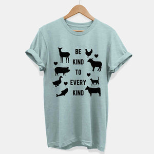 Be Kind To Every Kind Ethical Vegan T-Shirt (Unisex)-Vegan Apparel, Vegan Clothing, Vegan T Shirt, BC3001-Vegan Outfitters-X-Small-Dusty Blue-Vegan Outfitters