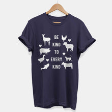 Laden Sie das Bild in den Galerie-Viewer, Be Kind To Every Kind Ethical Vegan T-Shirt (Unisex)-Vegan Apparel, Vegan Clothing, Vegan T Shirt, BC3001-Vegan Outfitters-X-Small-Navy-Vegan Outfitters