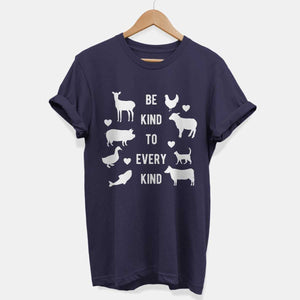 Be Kind To Every Kind Ethical Vegan T-Shirt (Unisex)-Vegan Apparel, Vegan Clothing, Vegan T Shirt, BC3001-Vegan Outfitters-X-Small-Navy-Vegan Outfitters